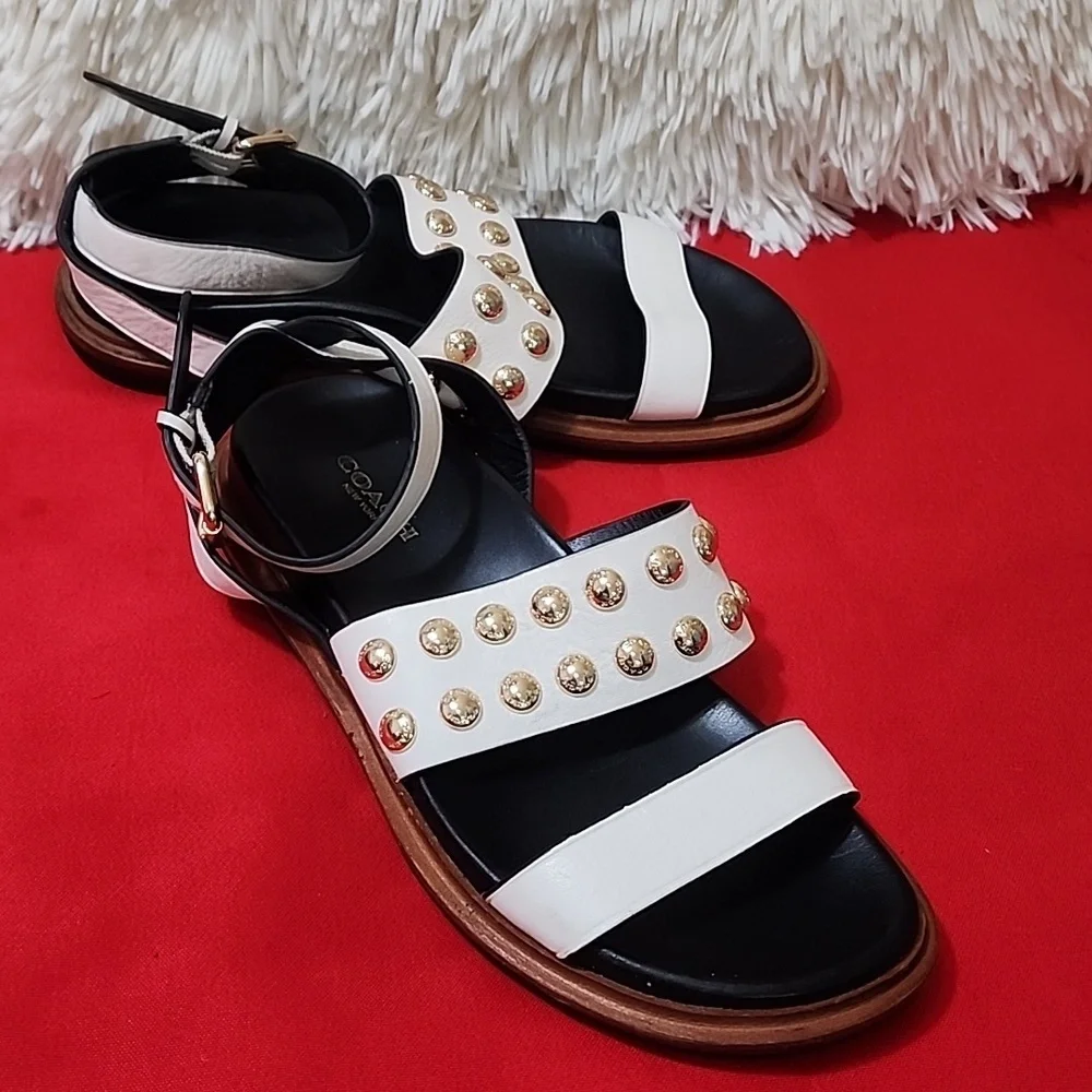 Coach Dannie Women's Gold and White Sandals - Picture 4 of 8